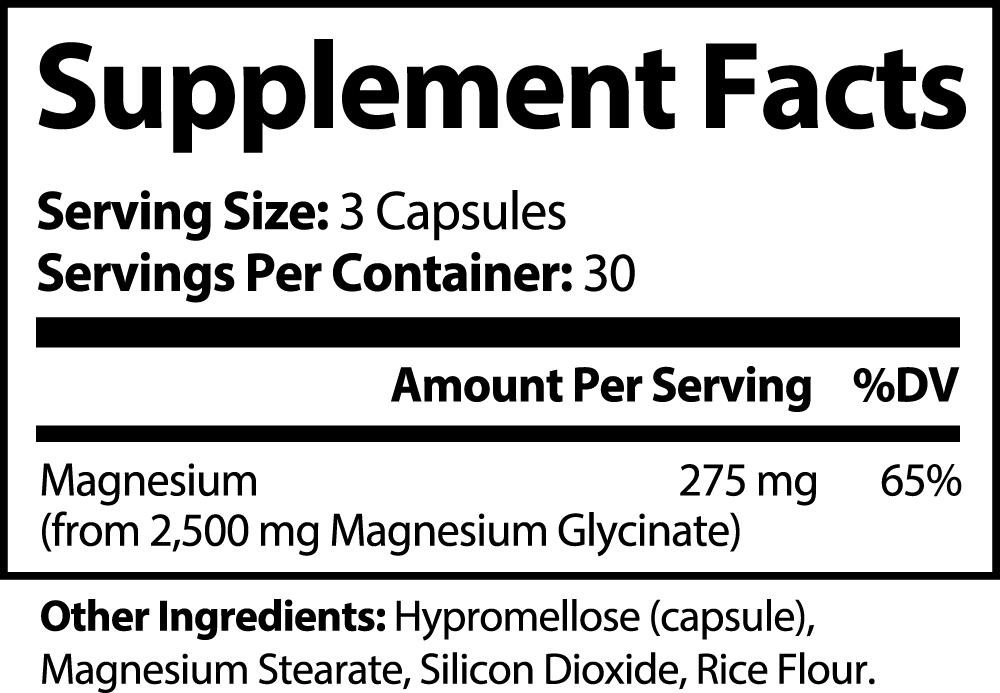 Magnesium Glycinate - 275mg | 90 Vegan Capsules